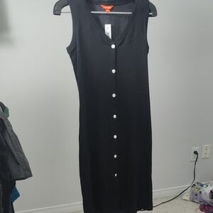 Joe Fresh Black Sleeveless Button-Front Midi Dress